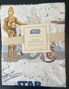 Juego de sábanas Pottery Barn Kids Star Wars droide de algodón orgánico tamaño doble nuevo con etiquetas - Imagen 1 de 3