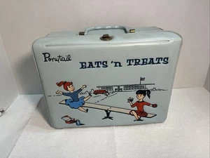1959 PONYTAIL EATS 'N TREATS VINYL LUNCHBOX American THERMOS Co. RARE Blue - Picture 1 of 9