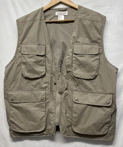 Vintage Norm Thompson Mens XL Fishing Vest Beige Pockets - Picture 1 of 7
