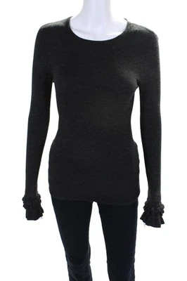 Suéter acanalado gris manga larga cuello redondo Nanette Lepore para mujer talla XS Foto 1 de 4