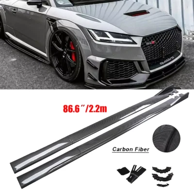 For AUDI TT TTRS 86.6" Carbon Style Side Skirts+Rocker Panel Lip - Image 1 of 4