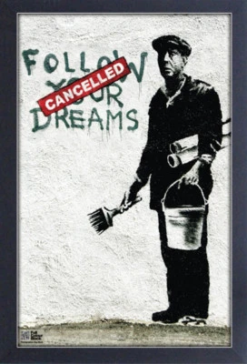 BANKSY FOLLOW YOUR DREAMS 13x19 FRAMED GELCOAT POSTER STREET ART ARTIST PAINT!!! - Image 1 of 2