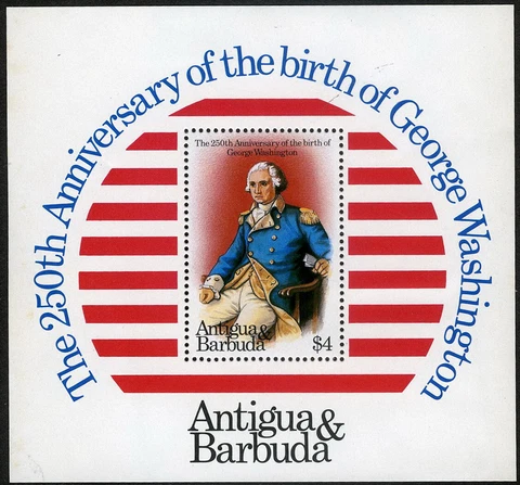 Antigua 1982 250 Anniv Birth Washington Souvenir Sheet MNH (SC# 682) Cover