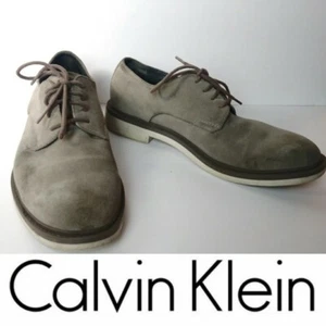 Calvin Klein 8.5 Men's Light Gray Suede Lace Up Oxford Shoes - Picture 1 of 5
