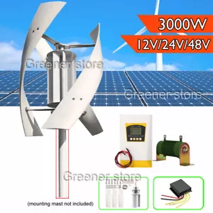 Kit generatore turbina eolica asse verticale 3000 W 12 V 24 V 48 V controller inverter - Foto 1 di 19