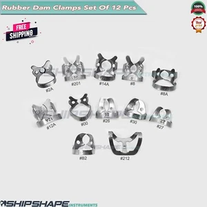 Juego de 12 abrazaderas de presa de goma endodóntica dental 00,2A,12A,14A,26,27,30,B2,212 - Imagen 1 de 13