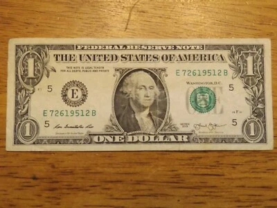 Bobby Wadkins Pro Golfer Birthday Date $1 One Dollar Bill - E 7/26/19512 B - Image 1 of 2