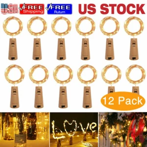 12 Pack Wine Bottle Fairy String Lights 20 LED Battery Cork For Party Wedding 2M - Picture 1 of 12