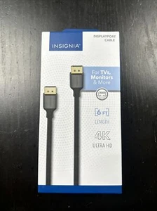 Insignia 6' DisplayPort to DisplayPort Cable 4K for TV's and Monitors - Black - Picture 1 of 3