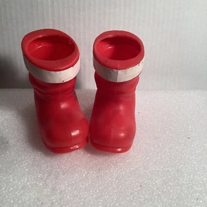 2 Vintage Hard Plastic Santa Claus Boot Candy Container Christmas Ornament - Picture 1 of 8