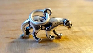 1 Sterling Silver 3D 11x19mm Panther Mountain Lion Wildcat Charm! - Picture 1 of 8