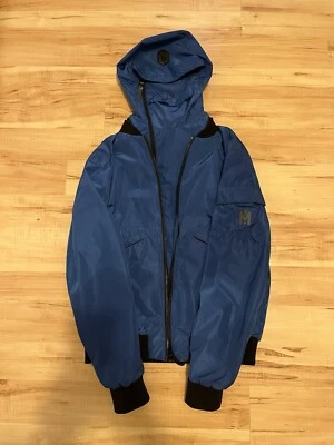 Mackage Men's Bomber Jacket Nolan Size Small Blue Short Light Hood - Image 1 of 4