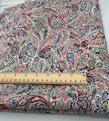 Tela suave vintage tipo cachemira patrón floral azul blanco amarillo verde 3 y x 48 Foto 1 de 2