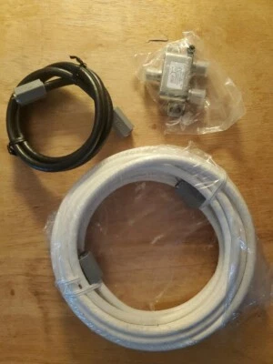 15' White Coaxial Cable Kit w/ Splitter and a 3' Black Coaxial Cable - Image 1 of 2