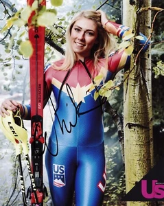 Foto firmada por Mikaela Shiffrin 8x10 EE. UU. Juegos Olímpicos Medalla de Oro Esquiador Alpino - Imagen 1 de 1