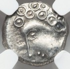 NGC Choice Ch XF CELTIC GAUL Sequani France 50 av. J.-C., pièce Celtes argent cochon sanglier