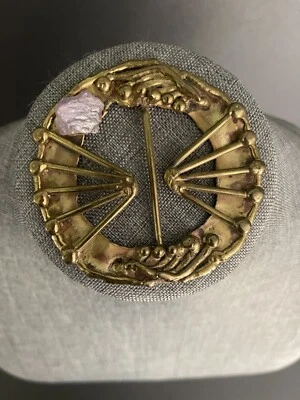 Fivela de cinto de bronze ametista artesanal estilo boho arte para usar festival - Imagem 1 de 4