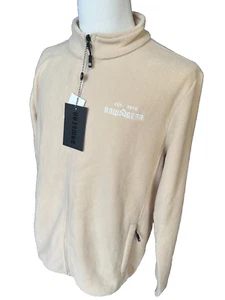 Chaqueta polar grande RawGear For The People beige cremallera completa NUEVA - Imagen 1 de 6