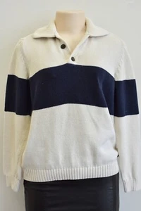 Massimo Dutti Beige Blue Strip Cotton Teen Sweater Size 13-14 On Sale - Picture 1 of 11