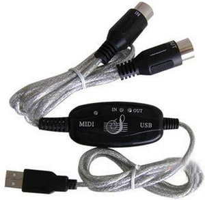 USB IN-OUT MIDI Interface Cable Converter PC to Music Keyboard Adapter Cord - Picture 1 of 1