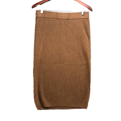 Gap Skirt Womens Medium Cash Like Midi Ribbed  Cocoa Powder Brown - Image 1 of 4