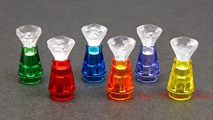 NEW Minifig Display BOTTLES SET - Trans Orange Purple Blue Red w/Clear Jewel Gem - Picture 1 of 3