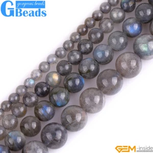 "Cuentas de labradorita de piedras preciosas redondas sueltas arco iris azul natural grado AAA 15" - Imagen 1 de 39