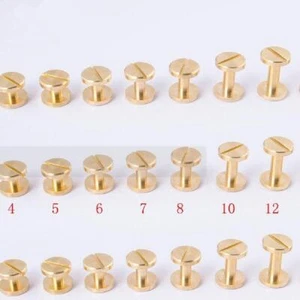5Pcs 6/8/10/12MM DIY Flat Belt Screw Leather Nail Brass Head Repair Tool - Picture 1 of 16