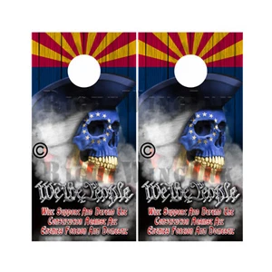 Arizona Patriot Skull WOOD Flag - We The People - Lets Go Brandon Cornhole Wraps - Picture 1 of 6