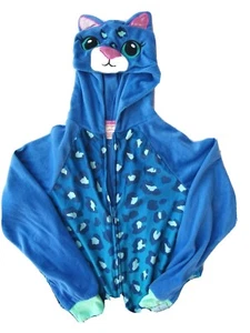Blue Leopard Velour 1 piece Girls 10/12 Costume Sleepwear New - Picture 1 of 11