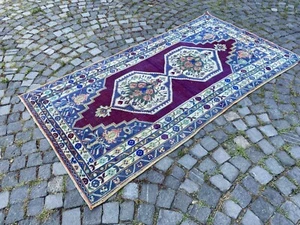 Bohemian rugs, Runner rug, Handmade, Turkish rug, Vintage, Wool | 4,0 x 7,5 ft - Picture 1 of 10