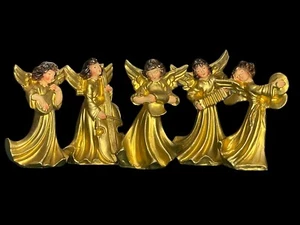 Set of 5 Vintage ANRI ? Gold Angels Musical Instruments Ornaments Italy - Picture 1 of 7