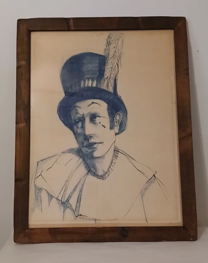Gerald D. Fairclough signed/dated 1968 Artist Drawing of a Circus Performer - Image 1 of 4