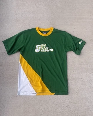 Camisa FILA Y2K Estilo Retro Juvenil XL/Adulto Pequeña Grande Logo Verde Amarillo y Blanco Foto 1 de 4
