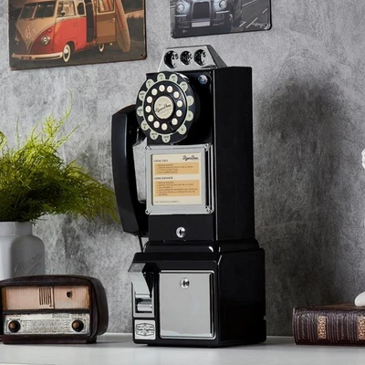 Ryan Bros. 1970s Retro Payphone Style Corded Landline Telephone with Coin Bank - Image 1 of 4