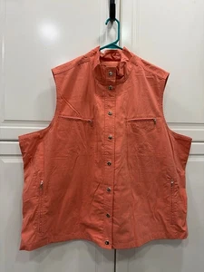 Chaleco coral sin mangas Blair para mujer 3XL algodón con bolsillos con cremallera - Imagen 1 de 6