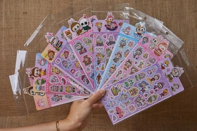 4 Sets (~100) Holographic Labubu Sticker Sheets, 18 Set, Laptop sticker, Journal - Image 1 of 4