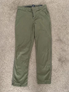 GAP Womens Size 8 Relaxed Girlfriend Green Chino Pants Great Cond - Picture 1 of 3