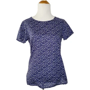 Banana Republic Heritage Bluse Animal Print Blau Kurzarm Baumwolle Damen 0 - Bild 1 von 11
