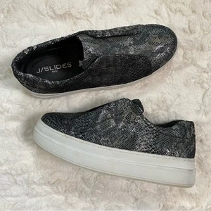 Zapatilla deportiva J/Slides Alara gruesa metálica con estampado de piel de serpiente talla 6,5 - Imagen 1 de 10