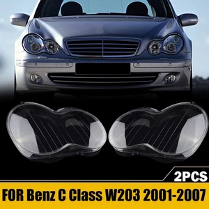 Par de piezas de repuesto de cubierta de lente de faros para Mercedes Benz Clase C W203 2001-2007 - Imagen 1 de 9