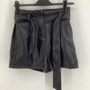 New Look Black Faux Leather Waist Shorts UK 8 High Waisted - Picture 1 of 5