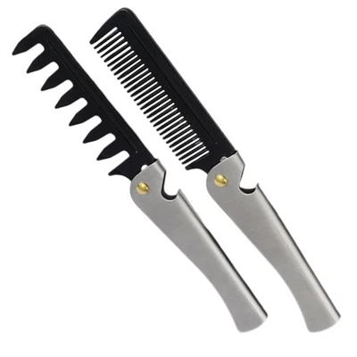  2-Piece Foldable Comb: Travel-Friendly Folding Comb - Stainless Steel Accessories - Image 1 of 4