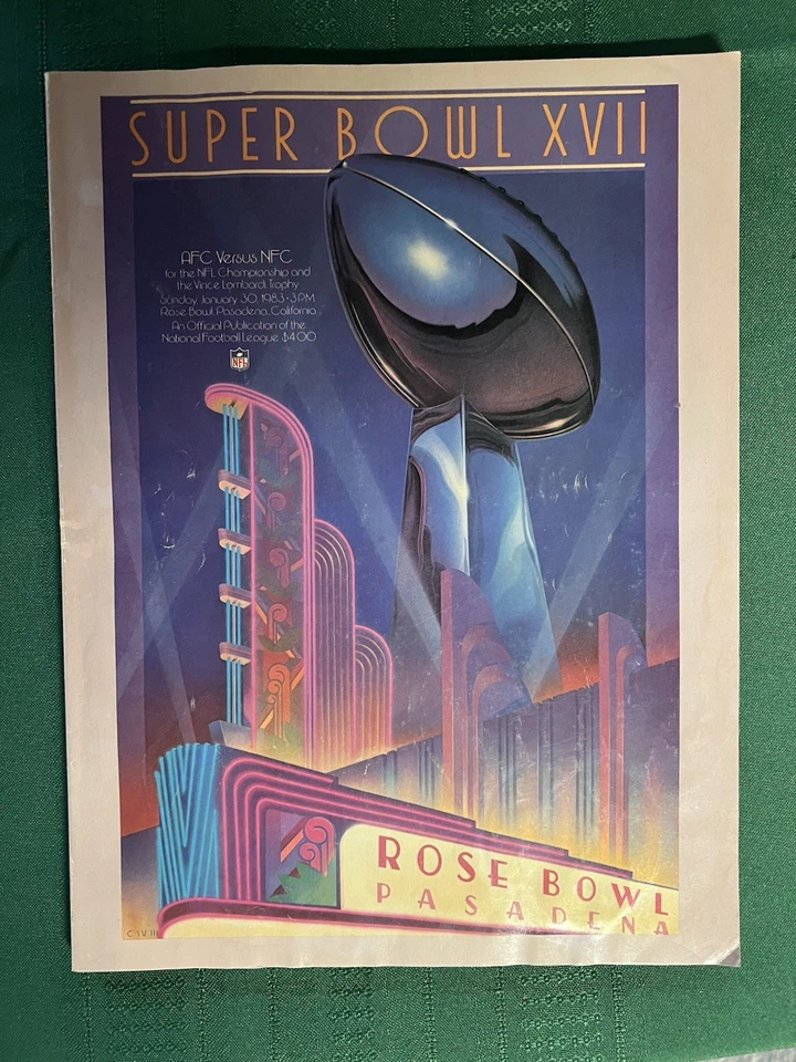 SUPER BOWL XVII GAME PROGRAM WASHINGTON REDSKINS vs MIAMI DOLPHINS CGC 9.0 VF/NM - Image 1 of 1