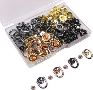 ELANE 40 Pcs D Rings for Purse,Screw Rivets Black+Silver+Gold+Light gold - Picture 1 of 6