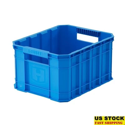 Caja de almacenamiento utilitaria de plástico apilable de alta resistencia con asas ergonómicas nueva Foto 1 de 4