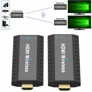 Wireless HDMI Extender Video Transmitter Receiver Screen Mirroring 1 PC To 2 TV - Picture 1 of 14