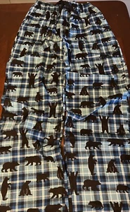 Little Blue House Hatley men's Flannel Pajama Blue Plaid  Bear Loungewear Medium - Picture 1 of 10