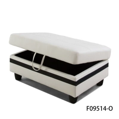 1 PIEZA Blanco Y Negro Semi PU Cuero Sintético Almacenamiento Otomana Lo último Foto 1 de 4