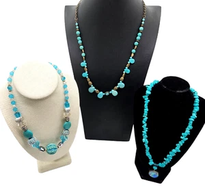 Vintage Southwestern Necklaces Silver Tone Gem Stones Lot of 3 Unmarked - Picture 1 of 9